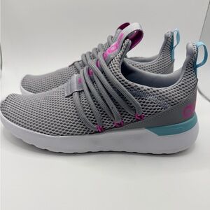 ADIDAS Lite Racer Adapt 3.0 Girls Gray Pink Teal Lightweight Sneakers Size 4